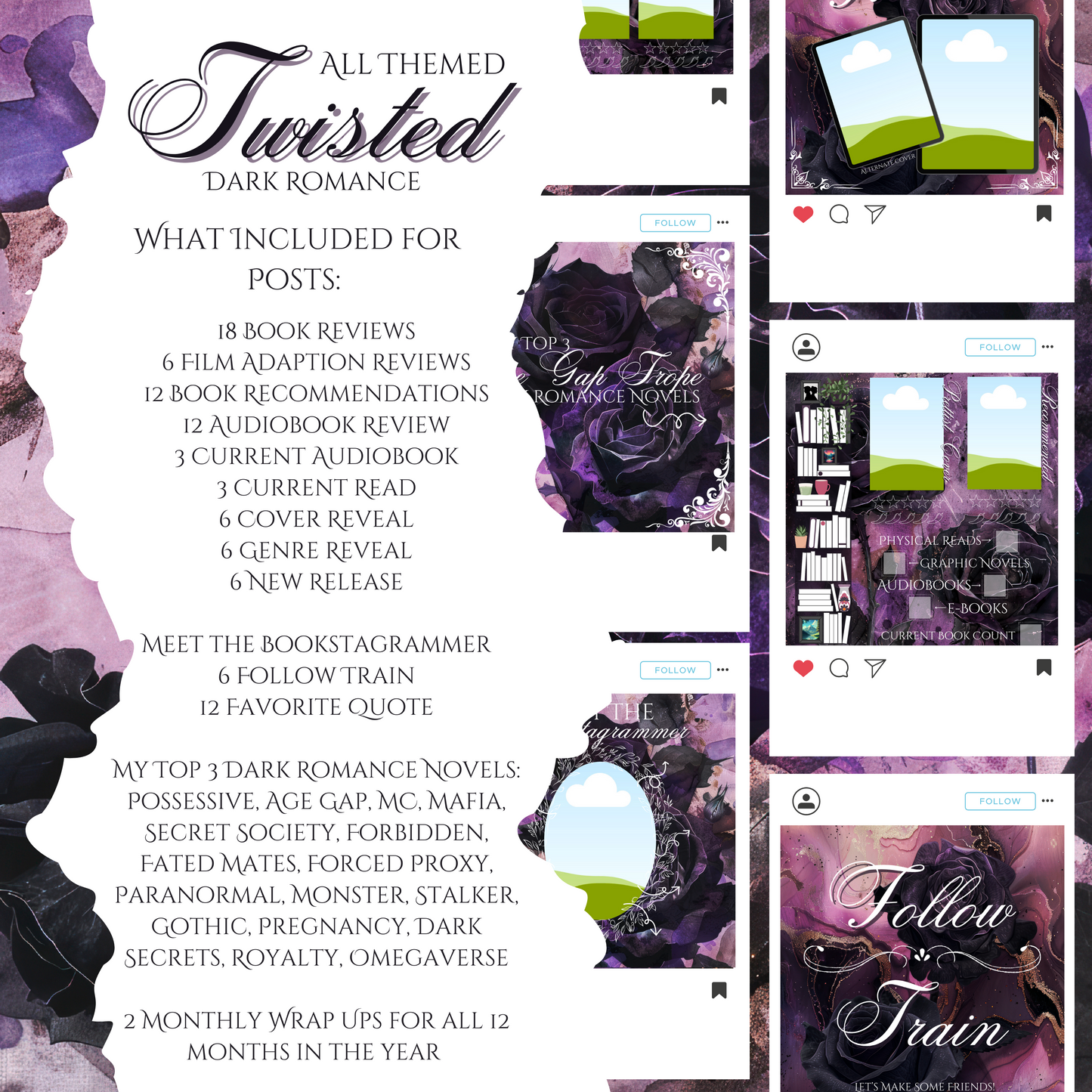 Twisted Dark Romance Bookstagram Templates